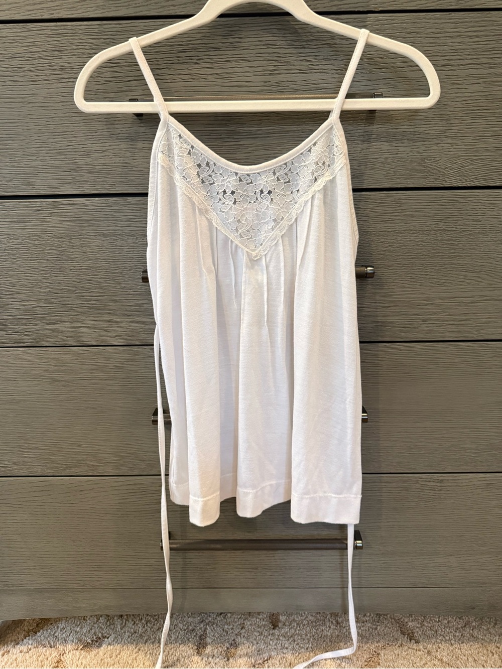 Xhilaration White Lace-Trim Spaghetti Strap Cami with Side Ties